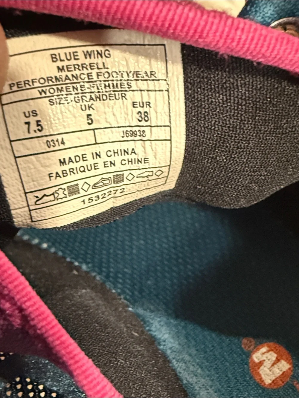 Merrell Select Grip Blue Wing Running Shoes Blue Pink Unifly Women 7.5- J69938